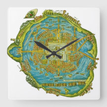 Tenochtitlan Azteekse Muurklok met Kaart