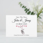 Tenor hoorn muzikant bruiloft save the date (Staand voorkant)