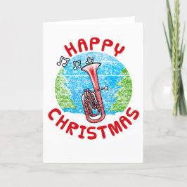 Tenor Horn Christmas Kaart Hornist Brass Musician