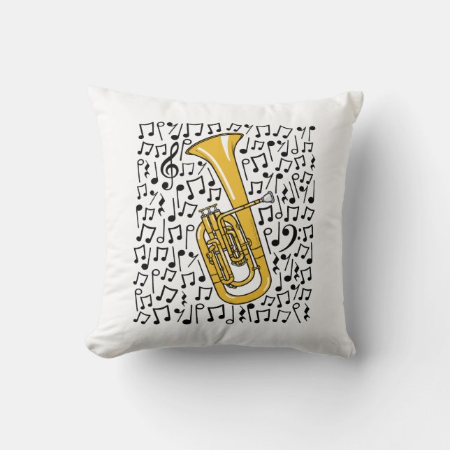 Tenor Horn Musical Notes Brass Muziekdocent Kussen (Voorkant)