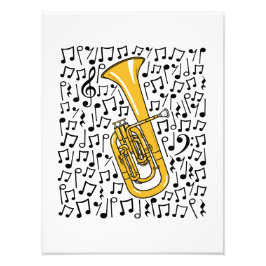 Tenor Horn Musical Notes Hornist Brass Musician Foto Afdruk