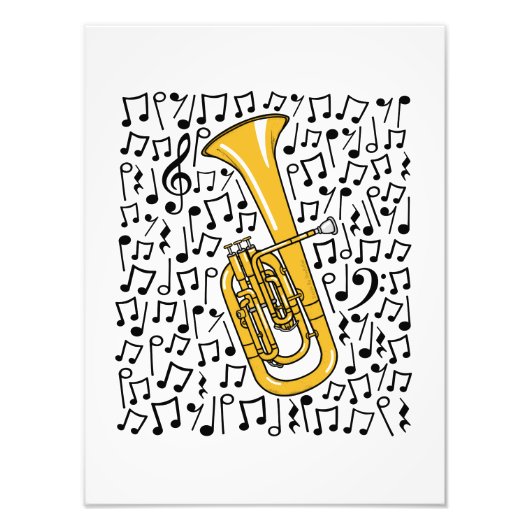 Tenor Horn Musical Notes Hornist Brass Musician Foto Afdruk (Voorkant)