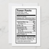 Tenor "Nutritional Information Label" Kaart (Voorkant)