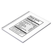 Tenor "Nutritional Information Label" Notitieboek (Linkerzijde)