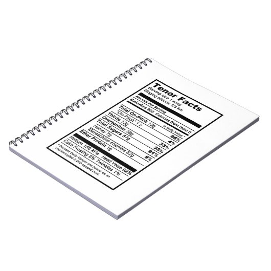 Tenor "Nutritional Information Label" Notitieboek (Linkerzijde)