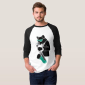 Tenor Sax Cat - Blauwgroen T-shirt (Voorkant volledig)