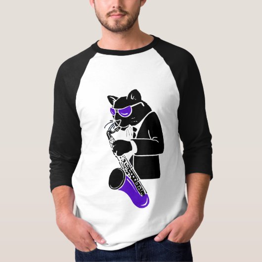 Tenor Sax Cat T-shirt (Voorkant)