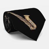 Tenor Saxophone op een zwarte Stropdas (Opgerold)