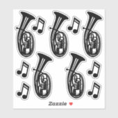 Tenorhoorn en Noten Sticker (Vel)