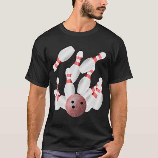 Tenpin bowling spelden en bowling bal t-shirt (Voorkant)
