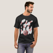 Tenpin bowling spelden en bowling bal t-shirt (Voorkant volledig)