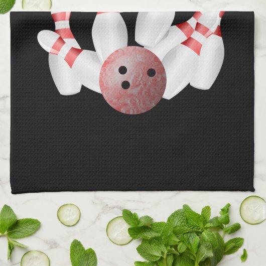 Tenpin bowling spelden en bowling bal theedoek (Gevouwen)