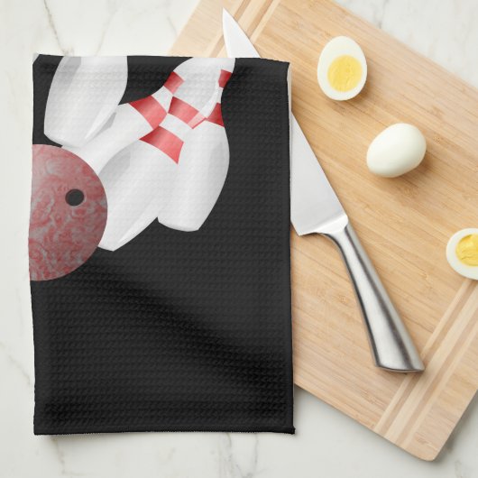 Tenpin bowling spelden en bowling bal theedoek (Quarter Fold)