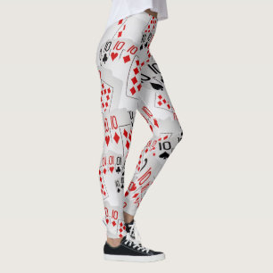 Tens, pokerkaarten, nummer, patroon, dames Leggen Leggings
