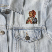 Tenskwatawa (1775-1836) (kleurenlitho) vierkante button 5,1 cm (In situ)