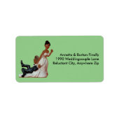Tenslotte bruiloft Funny African American Couple Etiket (Voorkant)