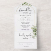 Tenslotte Gold Arch Botanical Greenery Wedding All In One Uitnodiging (Binnen)