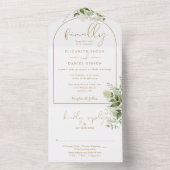Tenslotte Gold Arch Greenery Floral Wedding All In One Uitnodiging (Binnen)
