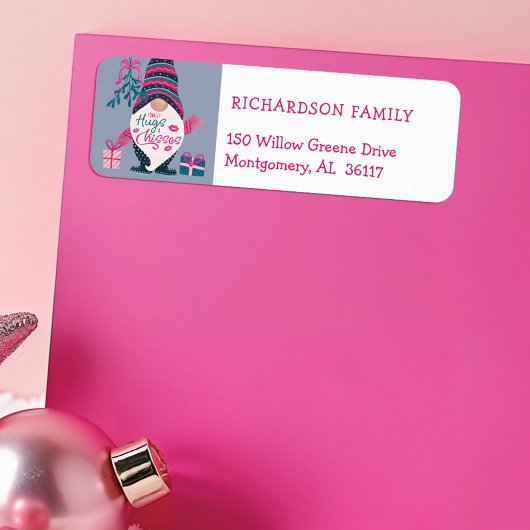 Tenslotte Hugs & Kisses Fun Bright Kerstgegenoom Etiket