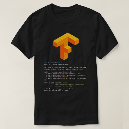 Tensorflow keras MNIST T-shirt (Design voorkant)
