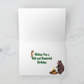 Tent and Forest Animals Mountain Camping Birthday Kaart (Binnen)