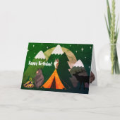 Tent and Forest Animals Mountain Camping Birthday Kaart (Voorkant)