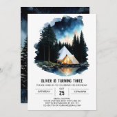 Tent Avontuur Uitnodiging Verjaardag (Voorkant / Achterkant)