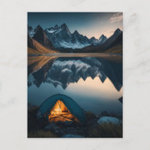Tent, bergen en het meer Camping Theme Art