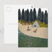 Tent Camping aan de rivier Briefkaart (Voorkant / Achterkant)