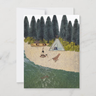 Tent Camping aan de rivier Briefkaart