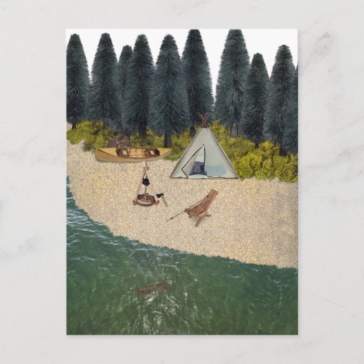 Tent Camping aan de rivier Briefkaart (Voorkant)