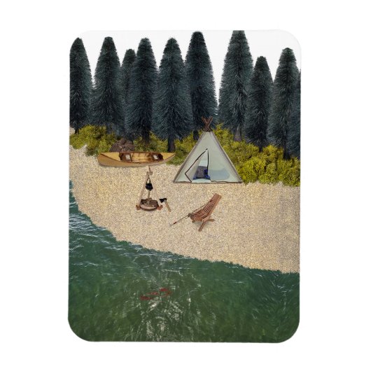Tent Camping aan de rivier Magneet (Verticaal)