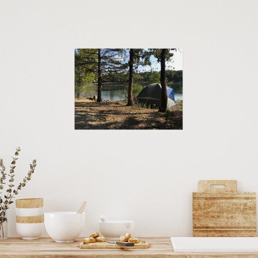 Tent Camping bij het meer Poster (Keuken)