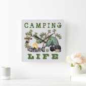 Tent Camping Life Wall Clock Vierkante Klok (Huis)