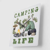 Tent Camping Life Wall Clock Vierkante Klok (Hoek)