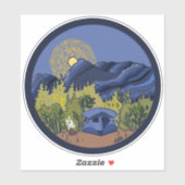 Tent Camping Mountain Scene Sticker (Vel)