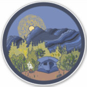 Tent Camping Mountain Scene Sticker (Voorkant)