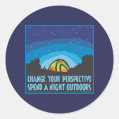 Tent Camping Ronde Sticker (Voorkant)
