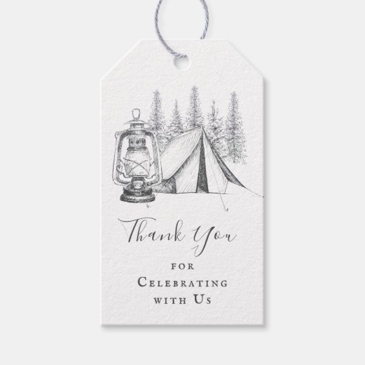 Tent Camping Sketch Wedding Favor Cadeaulabel (Voorkant)