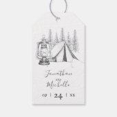 Tent Camping Sketch Wedding Favor Cadeaulabel (Achterkant)