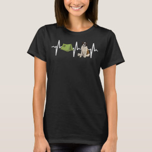 Tent Camping St Bernard Heartbeat Dog T-shirt