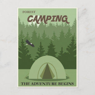 Tent Camping Vintage Travel Poster Briefkaart