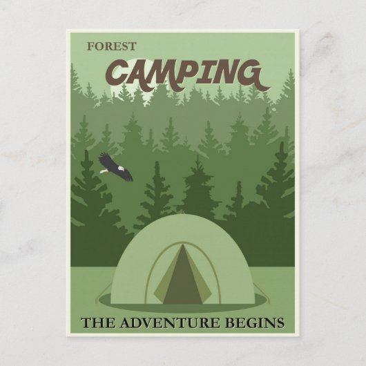Tent Camping Vintage Travel Poster Briefkaart (Voorkant)