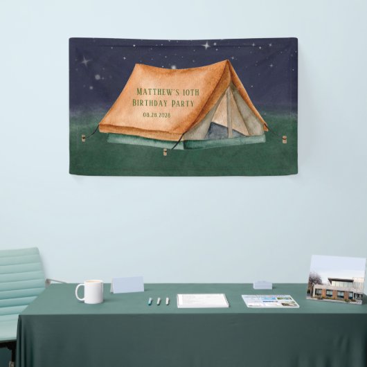 Tent Campout Sleepover Boy Birthday Party Spandoek (Beurs)