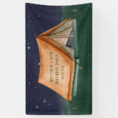 Tent Campout Sleepover Boy Birthday Party Spandoek (Verticaal)