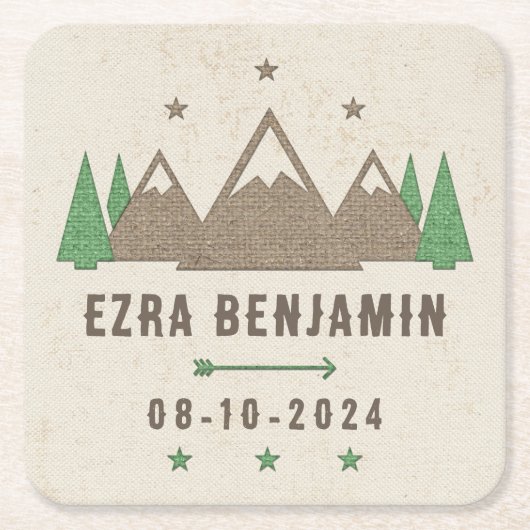 Tent Canvas Camping Bar Mitzvah gepersonaliseerd Kartonnen Onderzetters (Voorkant)