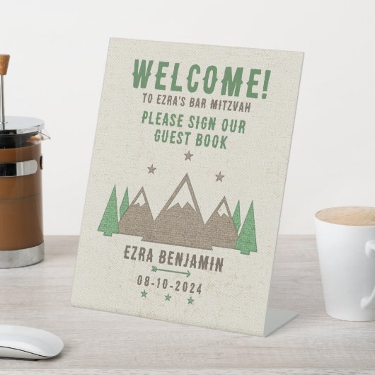 Tent Canvas Camping Bar Mitzvah Welkom Reclamebord Met Voetstuk (Insitu)