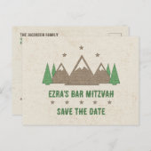 Tent Canvas Kamperen Bar Mitswa Save the Date Briefkaart (Voorkant / Achterkant)