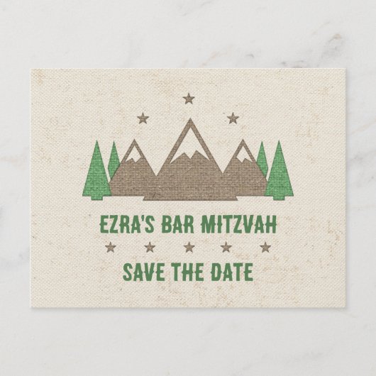Tent Canvas Kamperen Bar Mitswa Save the Date Briefkaart (Voorkant)