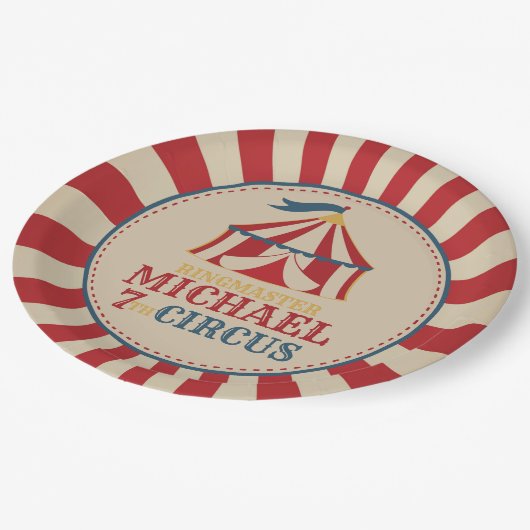 Tent Circus Carnaval Verjaardagsfeestje Borden Papieren Bordje (Gekanteld)